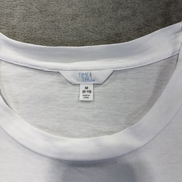 Boho Peasant White Short Sleeve T-Shirt Womens Medium Crew Neck - Picture 2 of 5